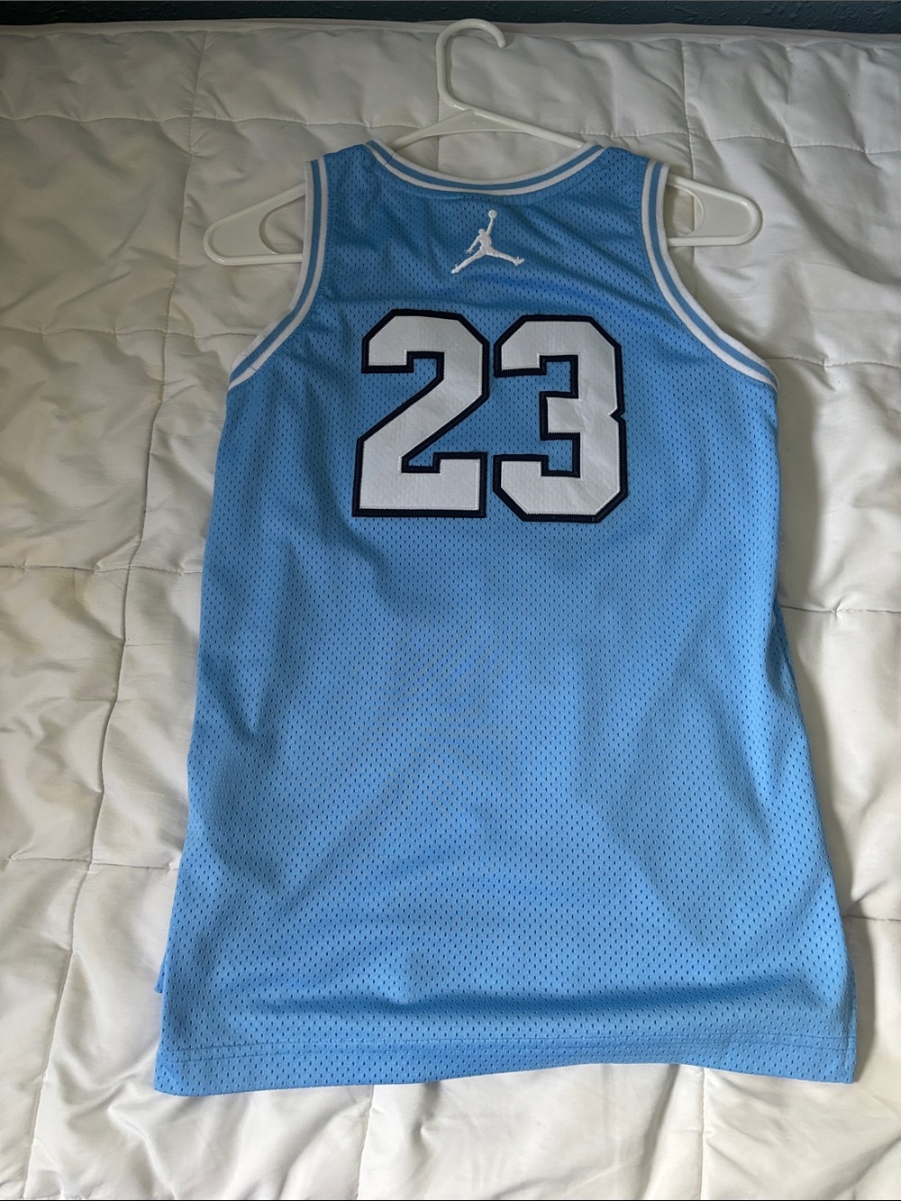 Jordan Light Blue 23 Basketball Jersey with White and Black Trim - Picture 2 of 3